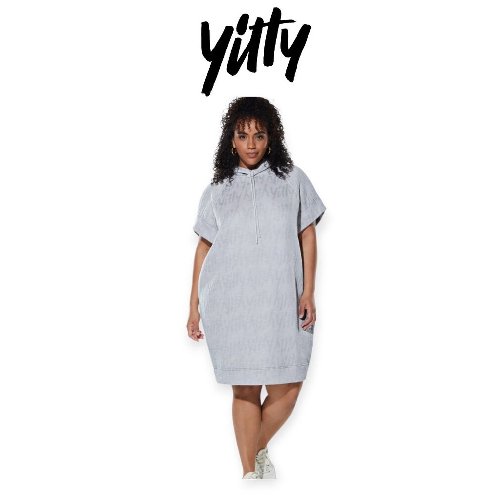 Yitty Major Label Backless Grey Hoodie Dress XL Soft Jacquard Cutout Streetwear